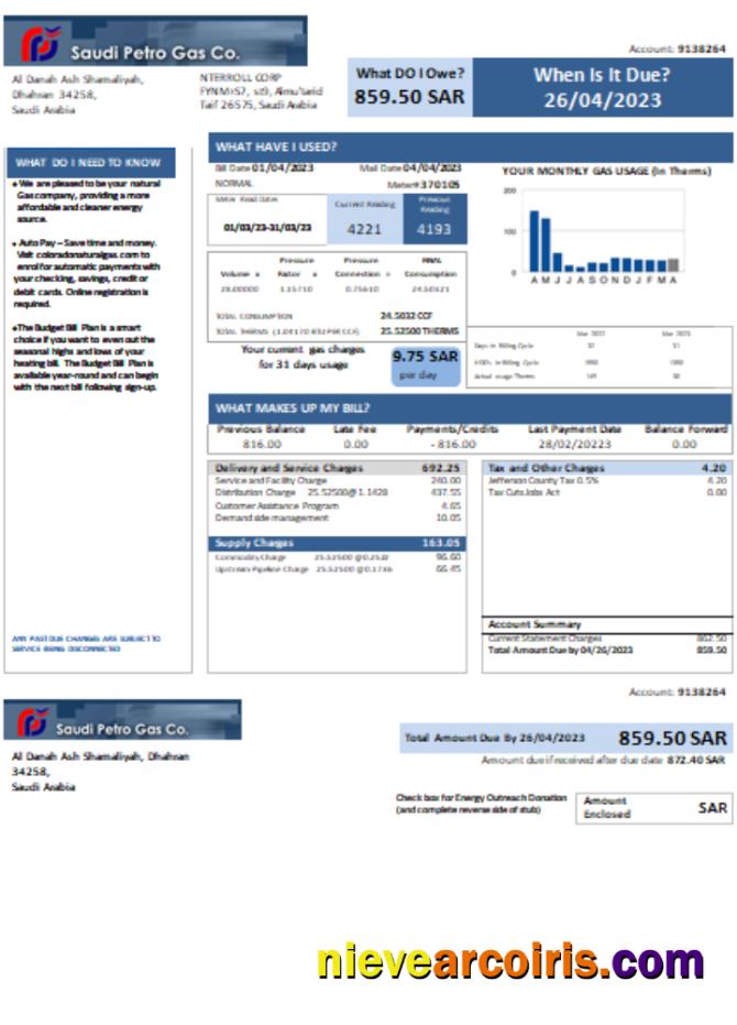 Saudi Petro Gas utility businessbill